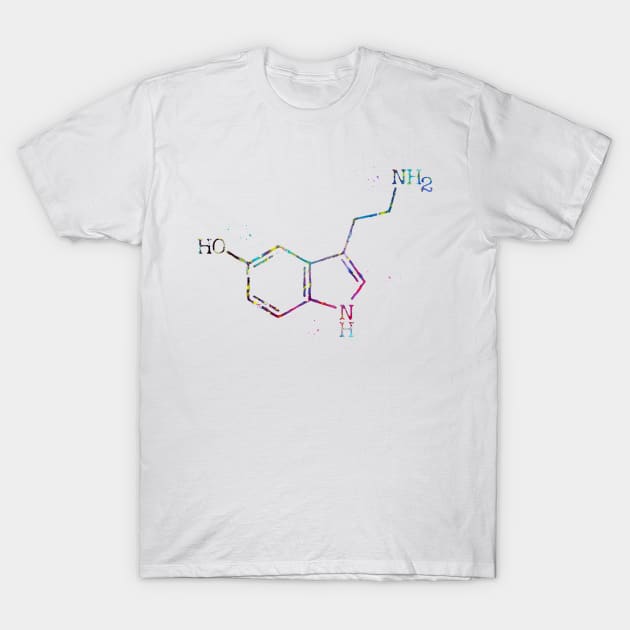 Serotonin Molecule T-Shirt by erzebeth